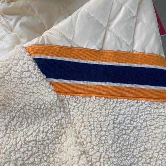 Nike sports cream sherpa full zip quilted oversized patchwork jacket Size M - Picture 9 of 13